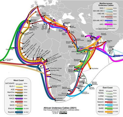 African undersea cable map